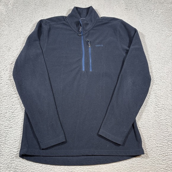 ORVIS Microgrid Quarter-Zip Pullover #25ZH Size M Lightweight Navy Waffle - Picture 1 of 9